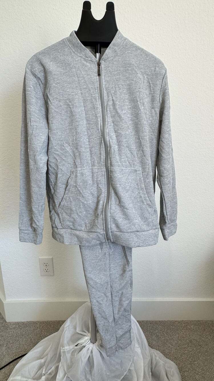 Unbranded Gray Waffle Knit Zip Up Tracksuit Size Medium